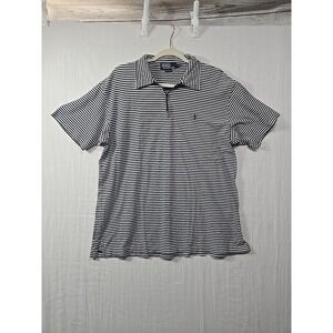 Vintage Polo Ralph Lauren Polo Short Shirt Men's‎ L Navy White 1/4 Zip Striped